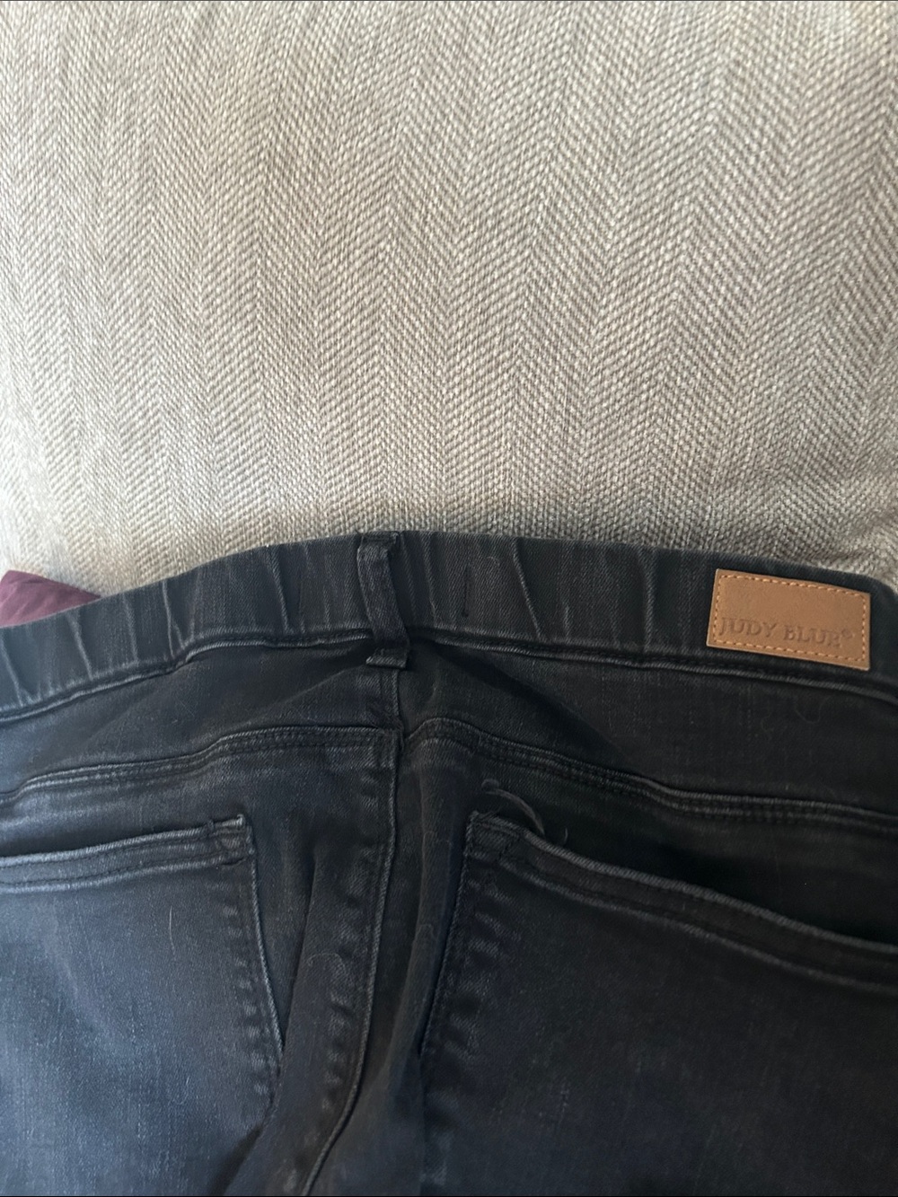 Judy Blue Black Slim Jeans with Leather Patch